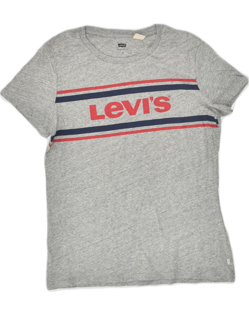 LEVI'S Womens Graphic T-Shirt Top UK 14 Medium Grey Cotton | Vintage Levi's | Thrift | Second-Hand Levi's | Used Clothing | Messina Hembry 