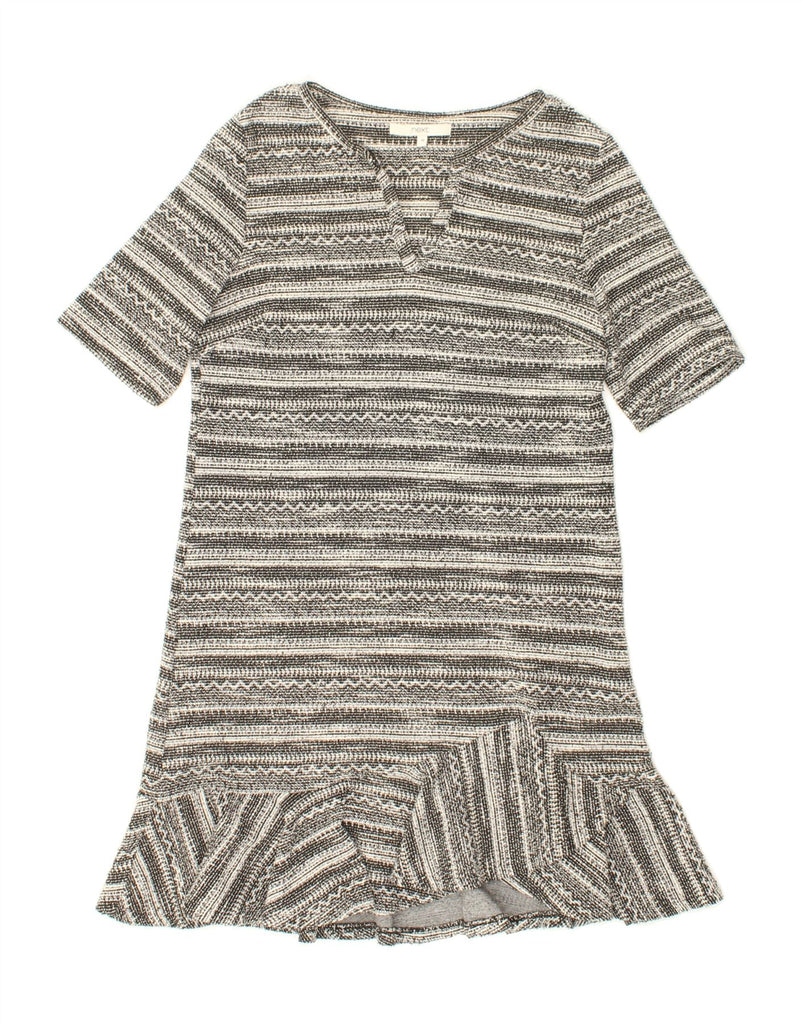 NEXT Womens Jumper Dress UK 10 Small Grey Striped Polyester Vintage Next and Second-Hand Next from Messina Hembry 