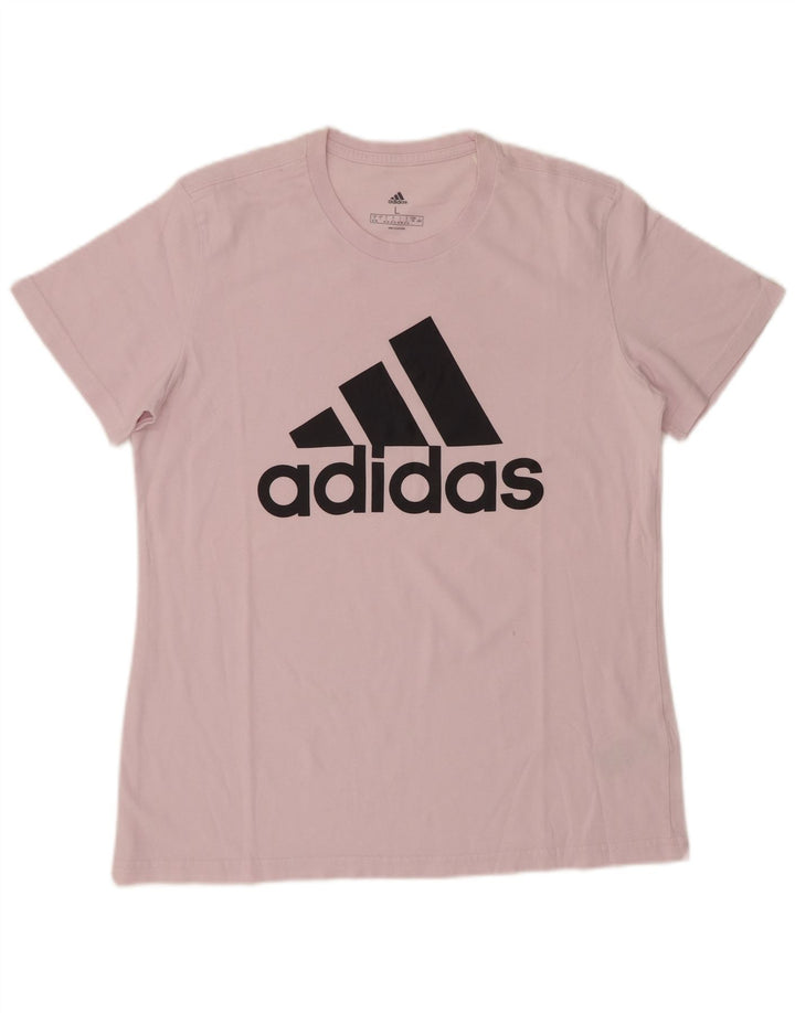 ADIDAS Womens Graphic T-Shirt Top UK 16/18 Large Pink Cotton