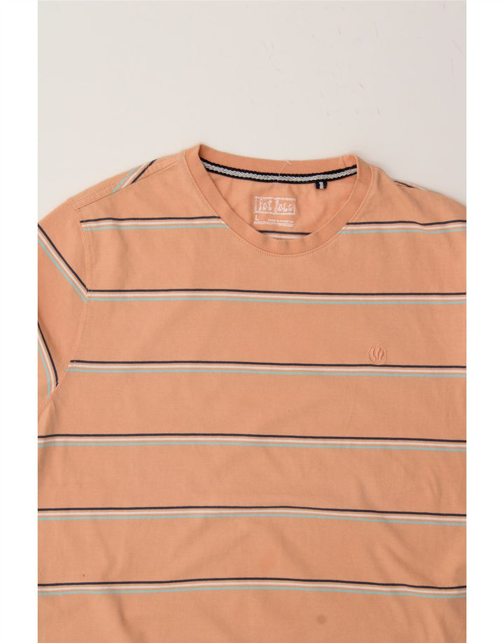 FAT FACE Mens T-Shirt Top Large Orange Striped Cotton Vintage Fat Face and Second-Hand Fat Face from Messina Hembry 