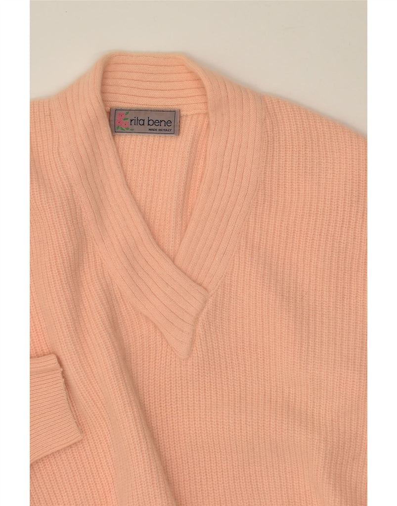 VINTAGE Womens V-Neck Jumper Sweater UK 20 2XL Pink Angora | Vintage Vintage | Thrift | Second-Hand Vintage | Used Clothing | Messina Hembry 