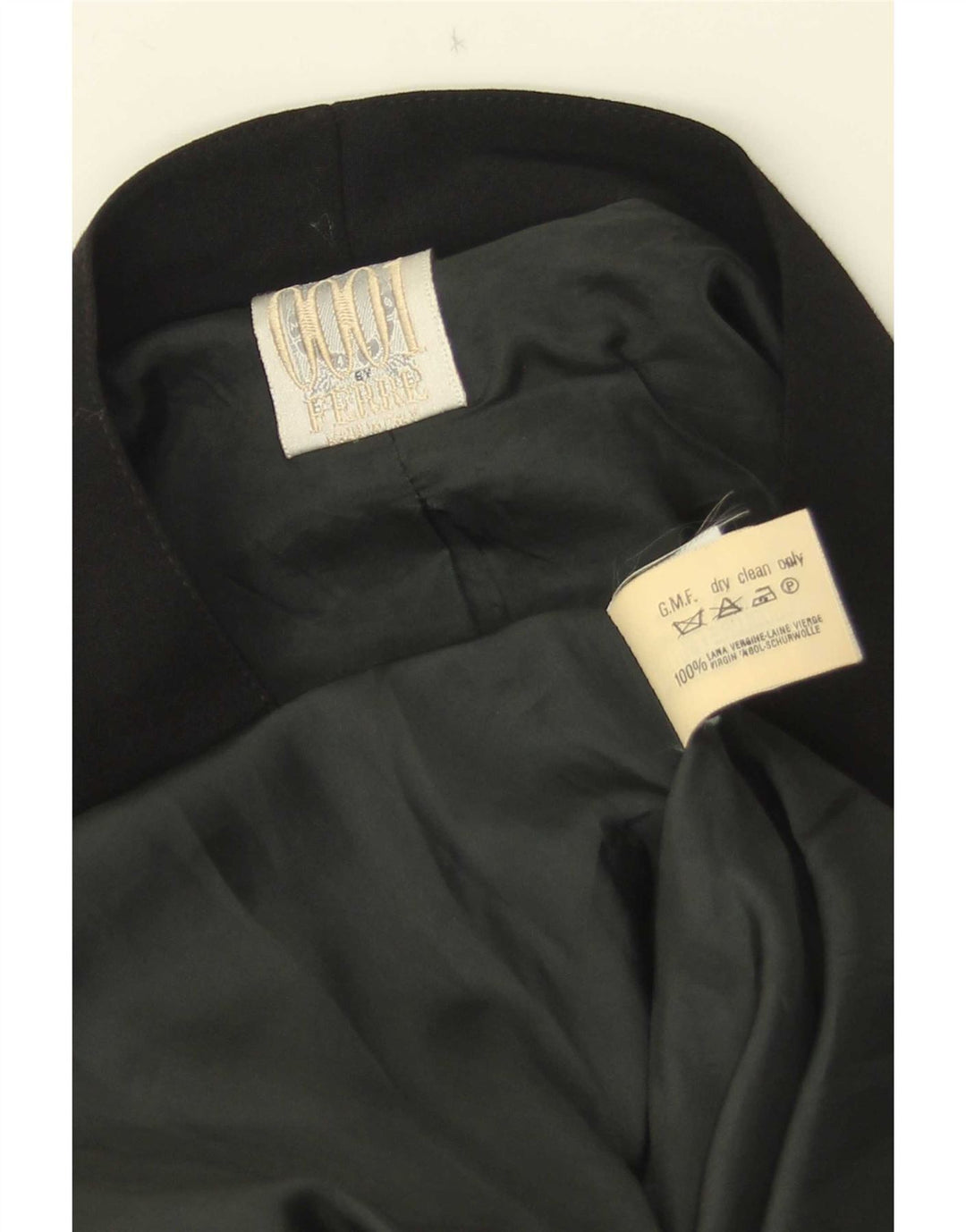 Ferre Womens 3/4 Sleeve Overcoat UK 16 Large Black Virgin Wool