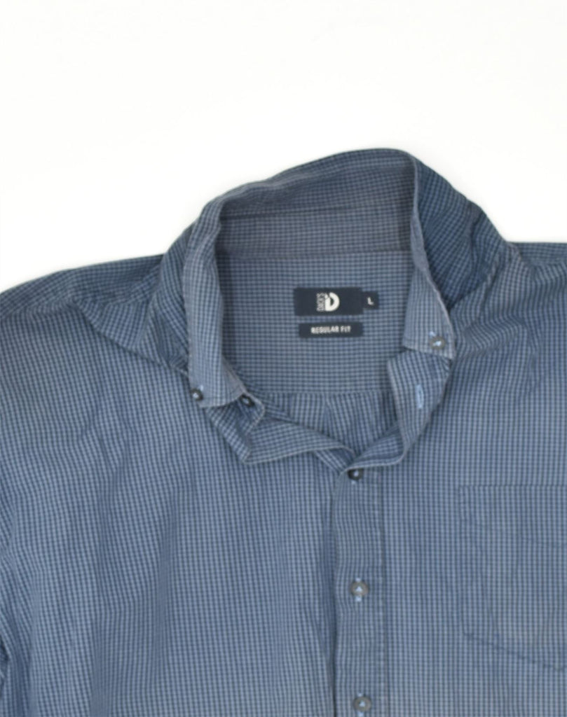 DOCKERS Mens Regular Fit Shirt Large Navy Blue Gingham Cotton | Vintage Dockers | Thrift | Second-Hand Dockers | Used Clothing | Messina Hembry 