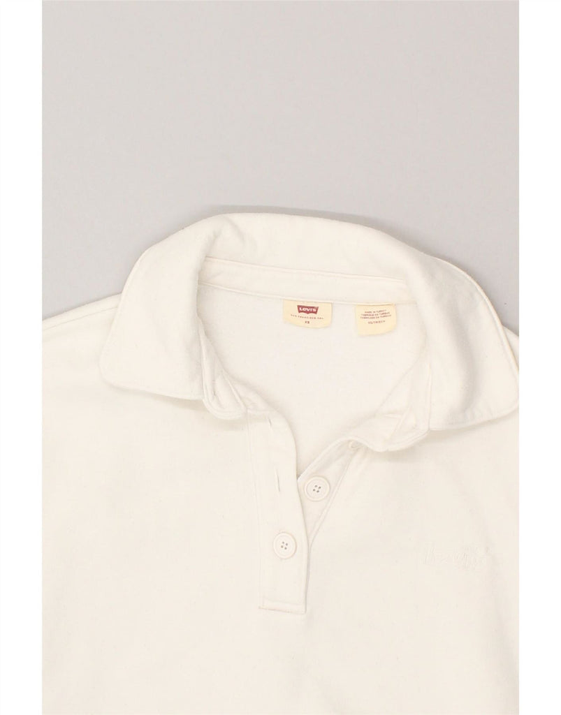 LEVI'S Womens Oversized Long Sleeve Polo Shirt UK 6 XS White Cotton Vintage Levi's and Second-Hand Levi's from Messina Hembry 