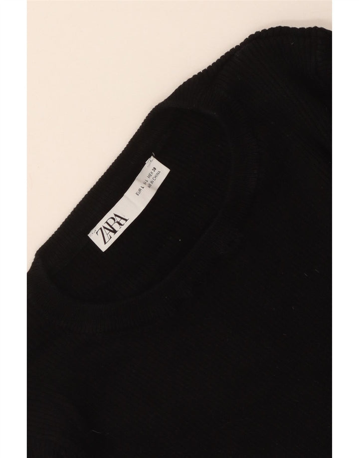 Zara Womens Crop Top Long Sleeve UK 14 Large Black