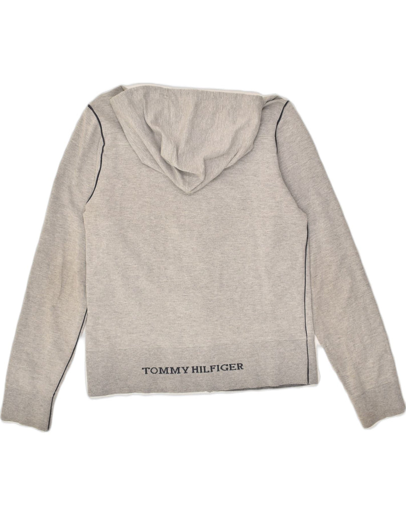 TOMMY HILFIGER Womens Zip Hoodie Sweater UK 14 Large Grey Cotton | Vintage Tommy Hilfiger | Thrift | Second-Hand Tommy Hilfiger | Used Clothing | Messina Hembry 