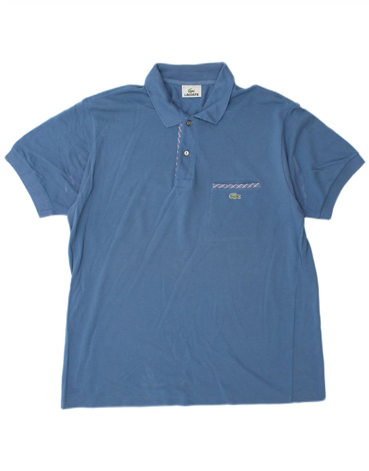 Lacoste Mens Polo Shirt Size 4 Medium Blue Cotton