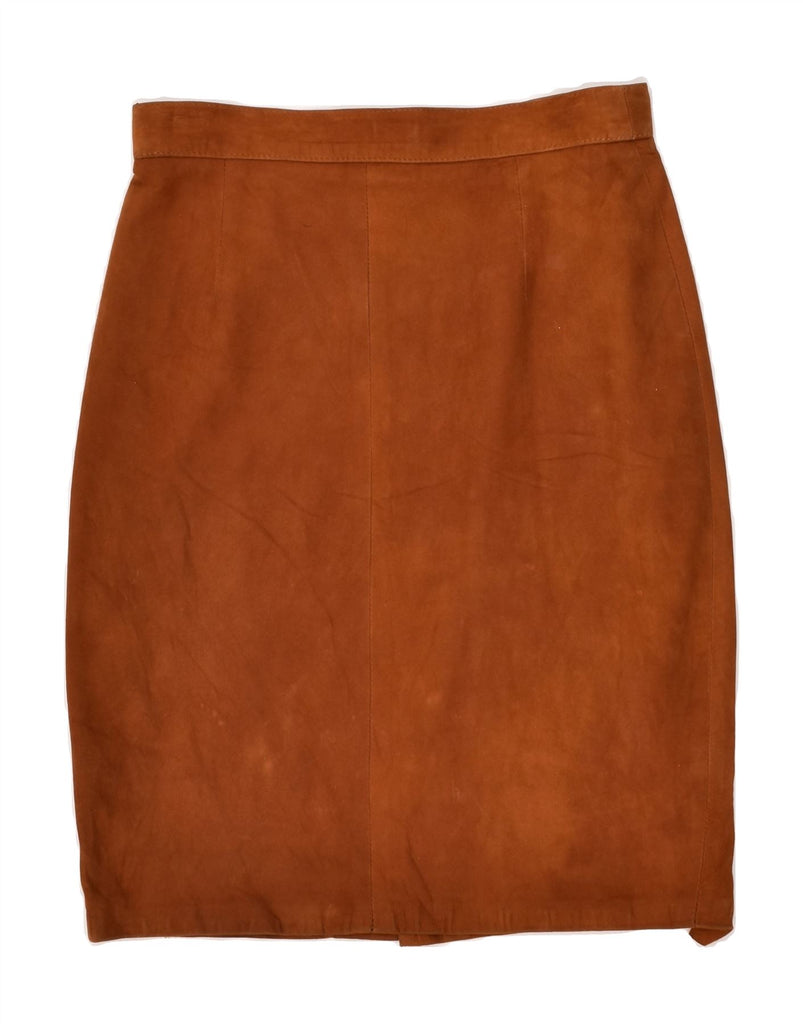 VINTAGE Womens High Waist Leather Skirt IT 46 Large W28 Brown Leather Vintage Vintage and Second-Hand Vintage from Messina Hembry 