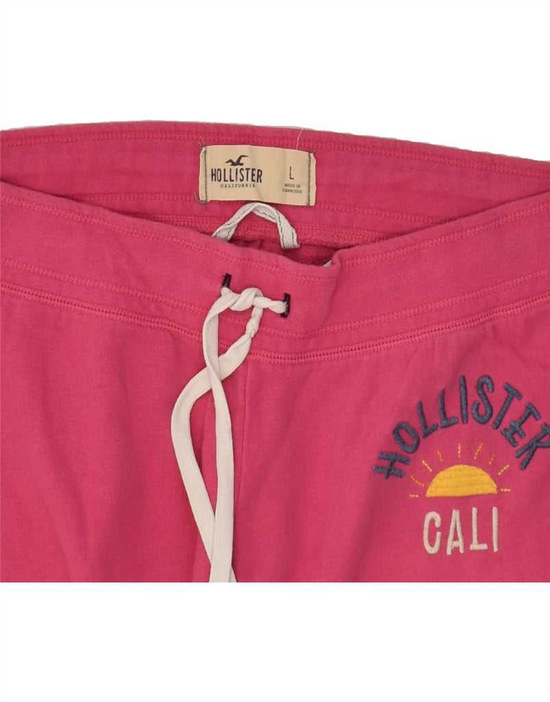 HOLLISTER Womens Graphic Tracksuit Trousers Joggers UK 16 Large Pink | Vintage Hollister | Thrift | Second-Hand Hollister | Used Clothing | Messina Hembry 