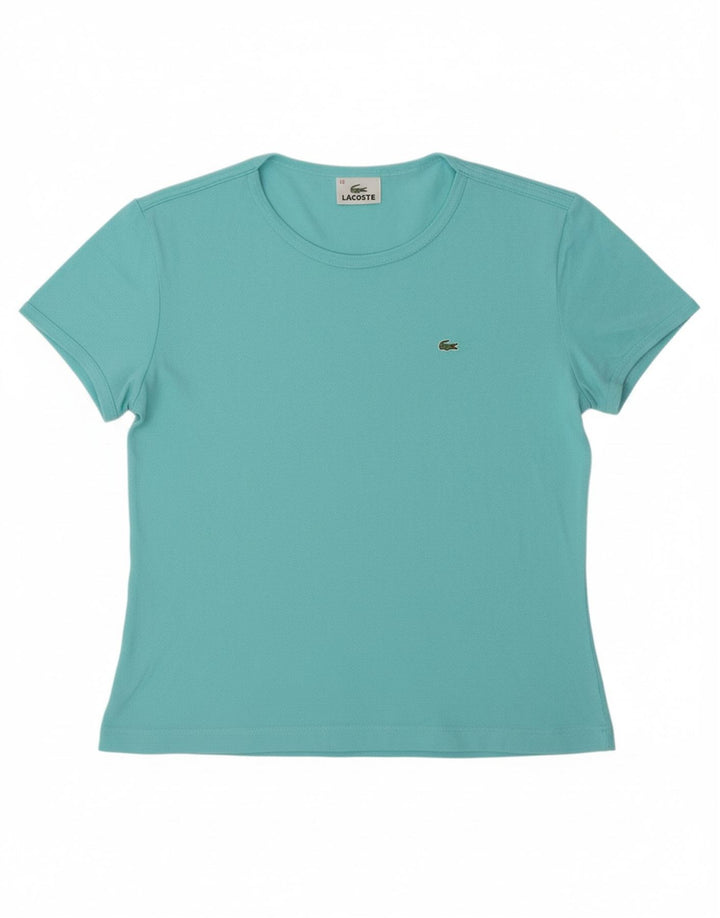 LACOSTE Womens T-Shirt Top Size 42 Large Turquoise Cotton