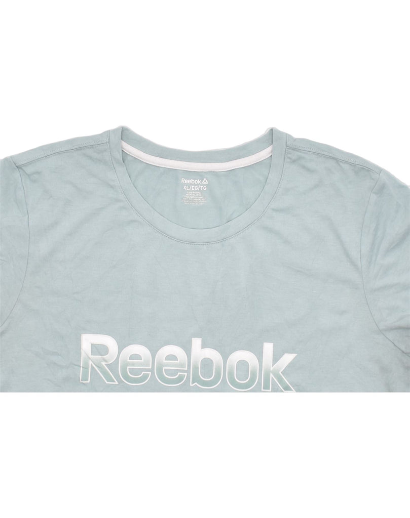 REEBOK Womens Loose Fit Graphic T-Shirt Top UK 18 XL Green Cotton | Vintage | Thrift | Second-Hand | Used Clothing | Messina Hembry 