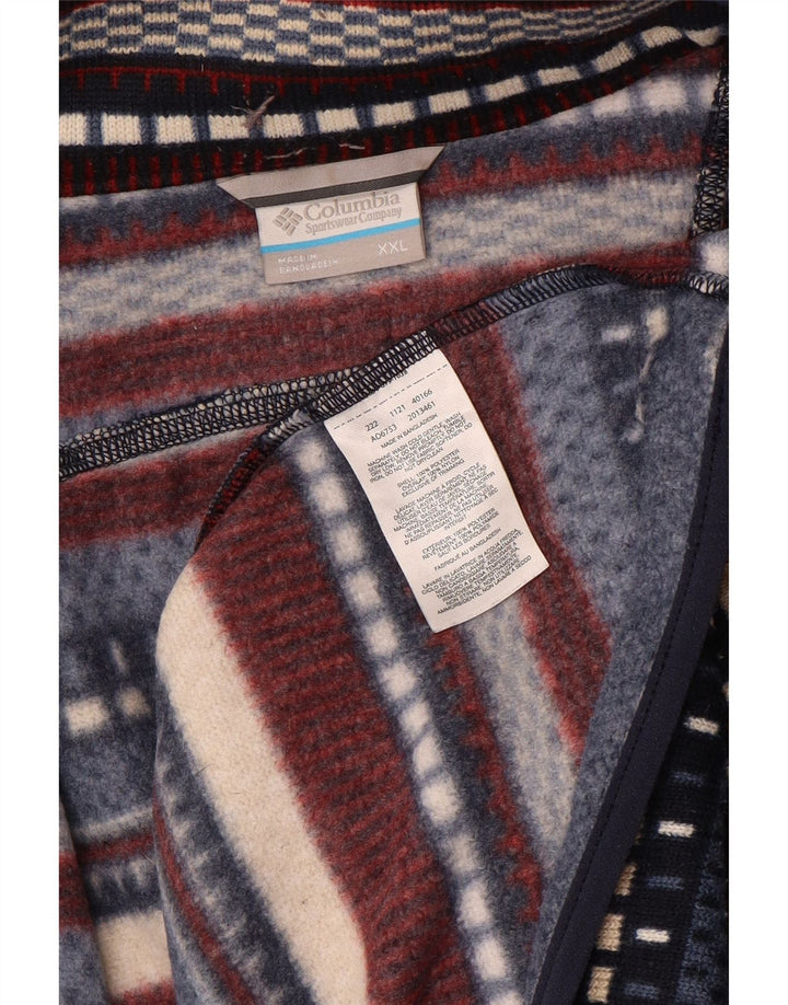 Columbia Mens Zip Neck Jumper Sweater 2XL Multicoloured Striped Polyester