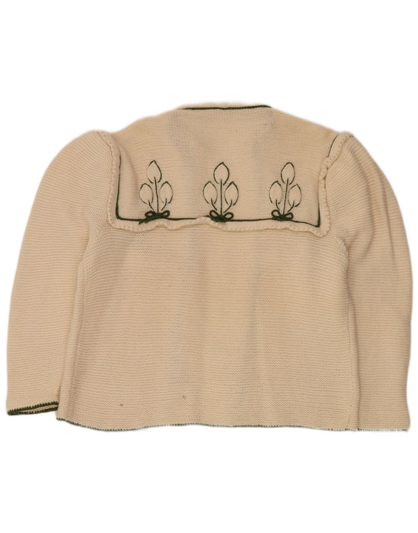Vintage Womens Open Cardigan Sweater UK 20 2XL Off White Floral