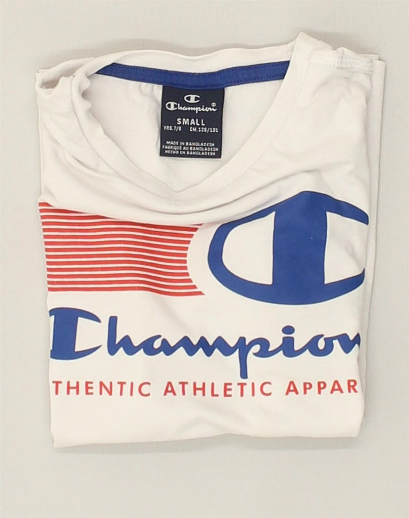 CHAMPION Boys Graphic T-Shirt Top 7-8 Years Small White | Vintage Champion | Thrift | Second-Hand Champion | Used Clothing | Messina Hembry 