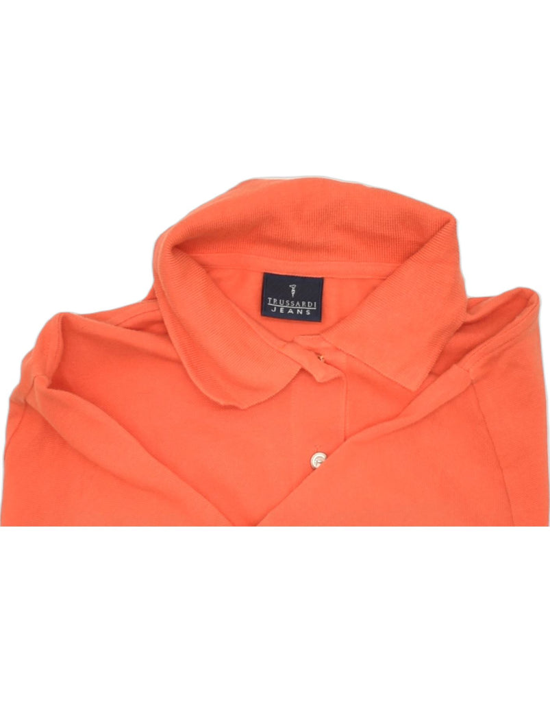 TRUSSARDI JEANS Womens Polo Shirt UK 6 XS Orange Cotton Classic | Vintage | Thrift | Second-Hand | Used Clothing | Messina Hembry 