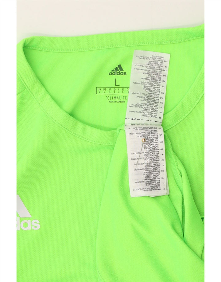 Adidas Mens Climalite T-Shirt Top Large Green Colourblock Polyester