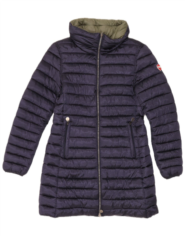 Colmar Womens Hooded Reversible Padded Coat UK 12 Medium Navy Blue Nylon