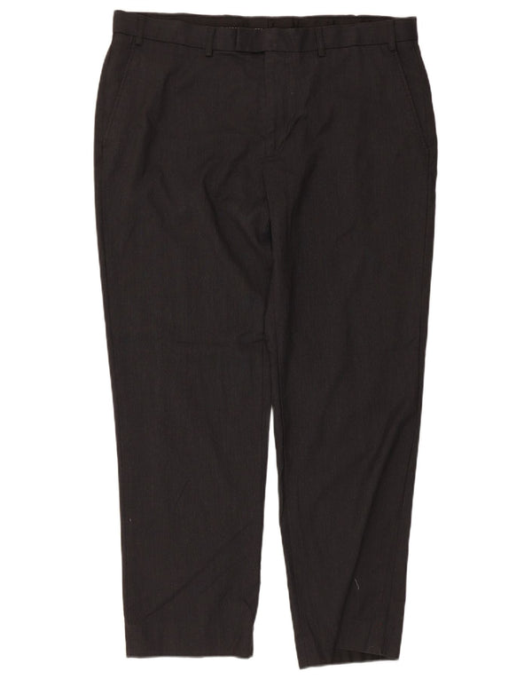 Marks & Spencer Womens Tailored Straight Suit Trousers W38 L29 Grey Viscose