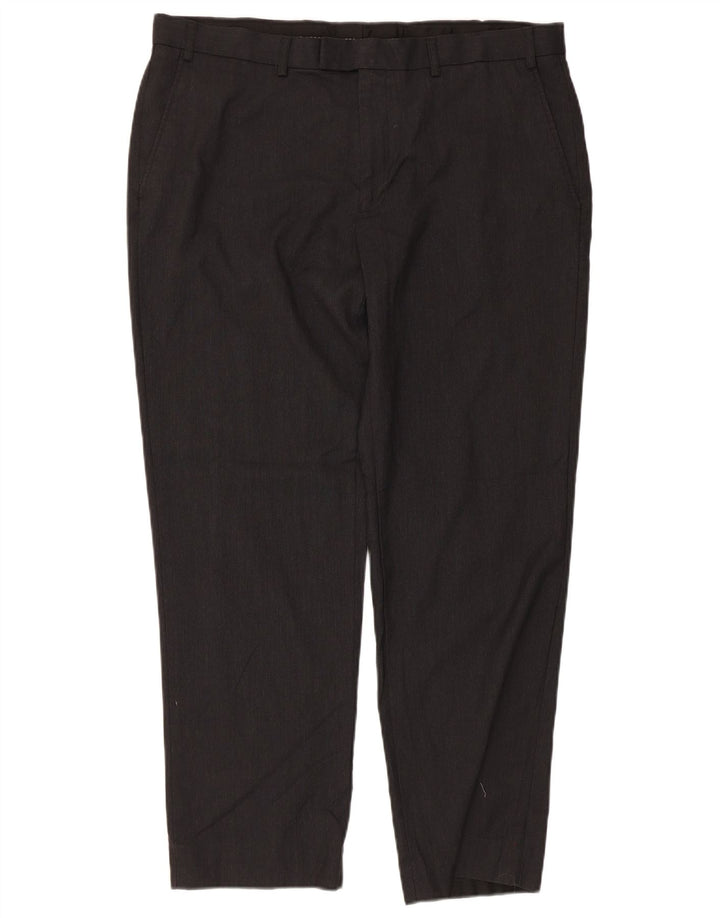 Marks & Spencer Womens Tailored Straight Suit Trousers W38 L29 Grey Viscose
