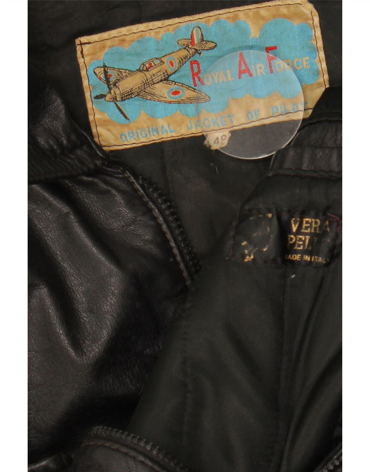 Vintage Mens Leather Jacket IT 48 Medium Black Leather