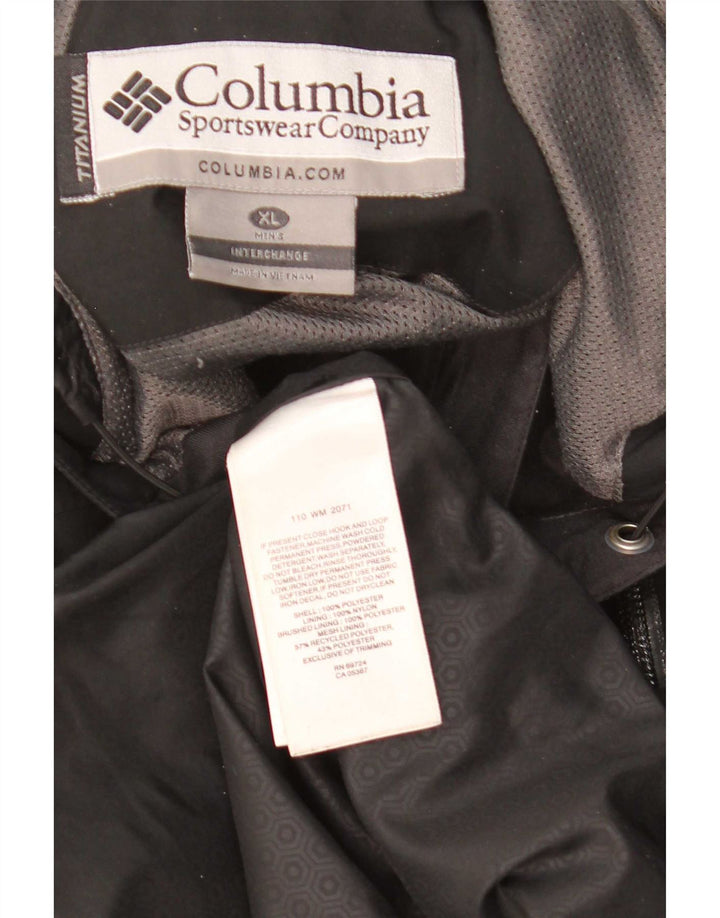 Columbia Mens Titanium Hooded Rain Jacket UK 42 XL Black Polyester