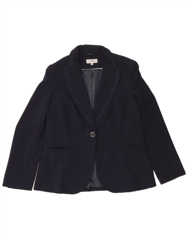 Marks & Spencer Womens 1 Button Blazer Jacket UK 16 Large Navy Blue