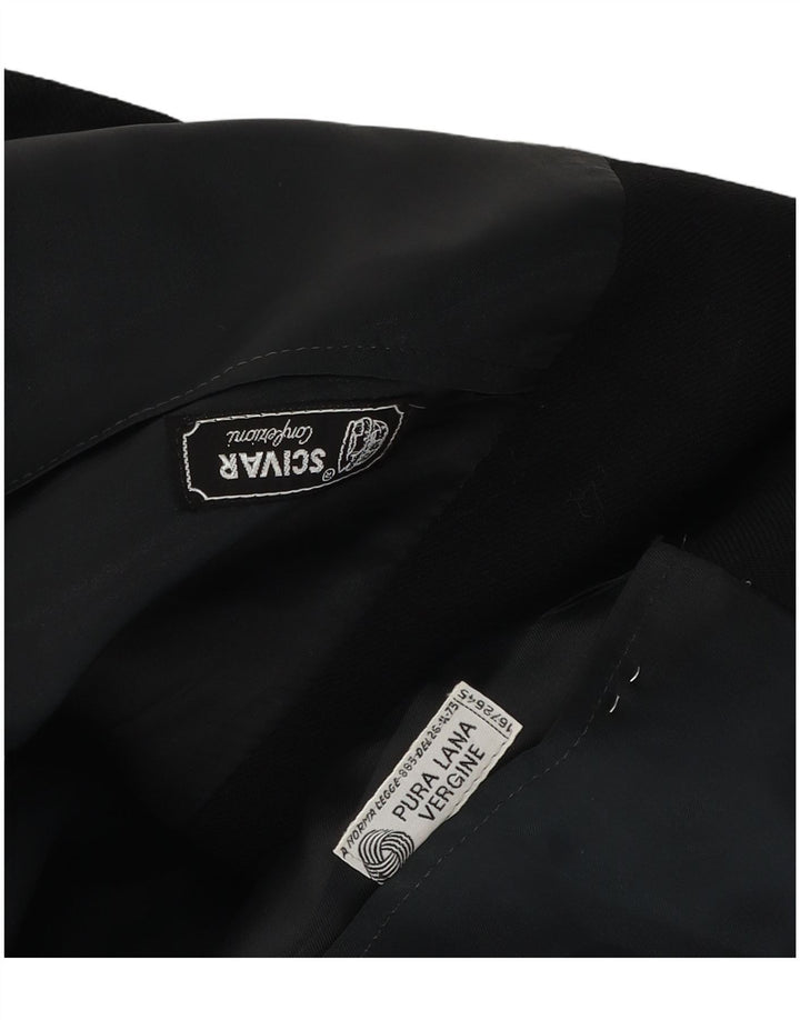 Vintage Mens 2 Button Blazer Jacket UK 38 Medium Black Virgin Wool