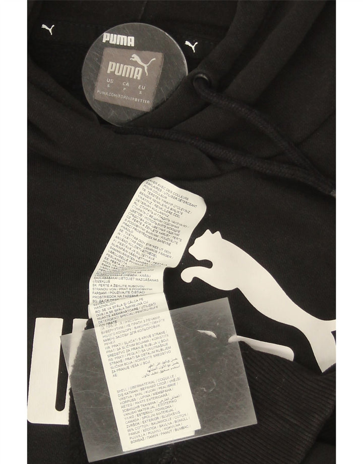 PUMA Mens Graphic Hoodie Jumper Small Black Cotton Vintage Puma and Second-Hand Puma from Messina Hembry 