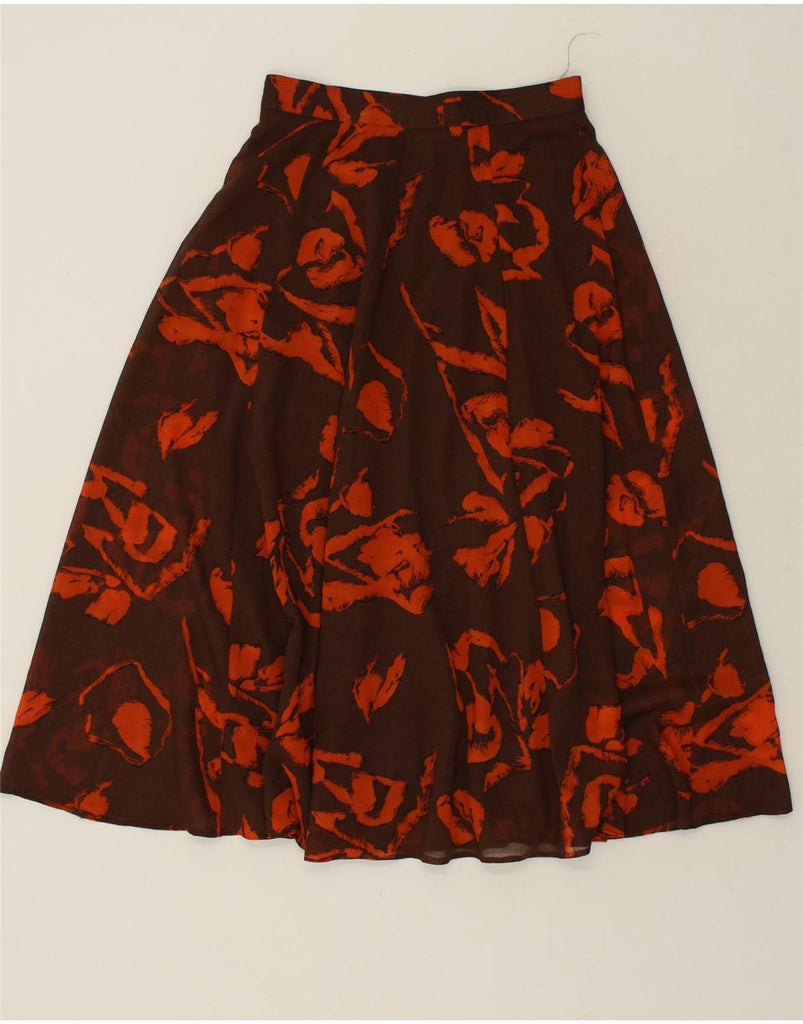 VINTAGE Womens A-Line Skirt UK 14 Medium W28  Red Floral Polyester | Vintage Vintage | Thrift | Second-Hand Vintage | Used Clothing | Messina Hembry 