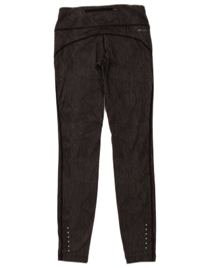 NIKE Womens Dri Fit Leggings UK 6 XS  Grey Pinstripe