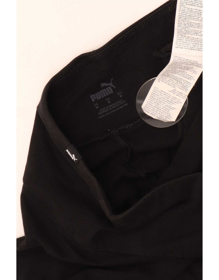 Puma Womens Graphic Crop Leggings UK 12 Medium Black Cotton