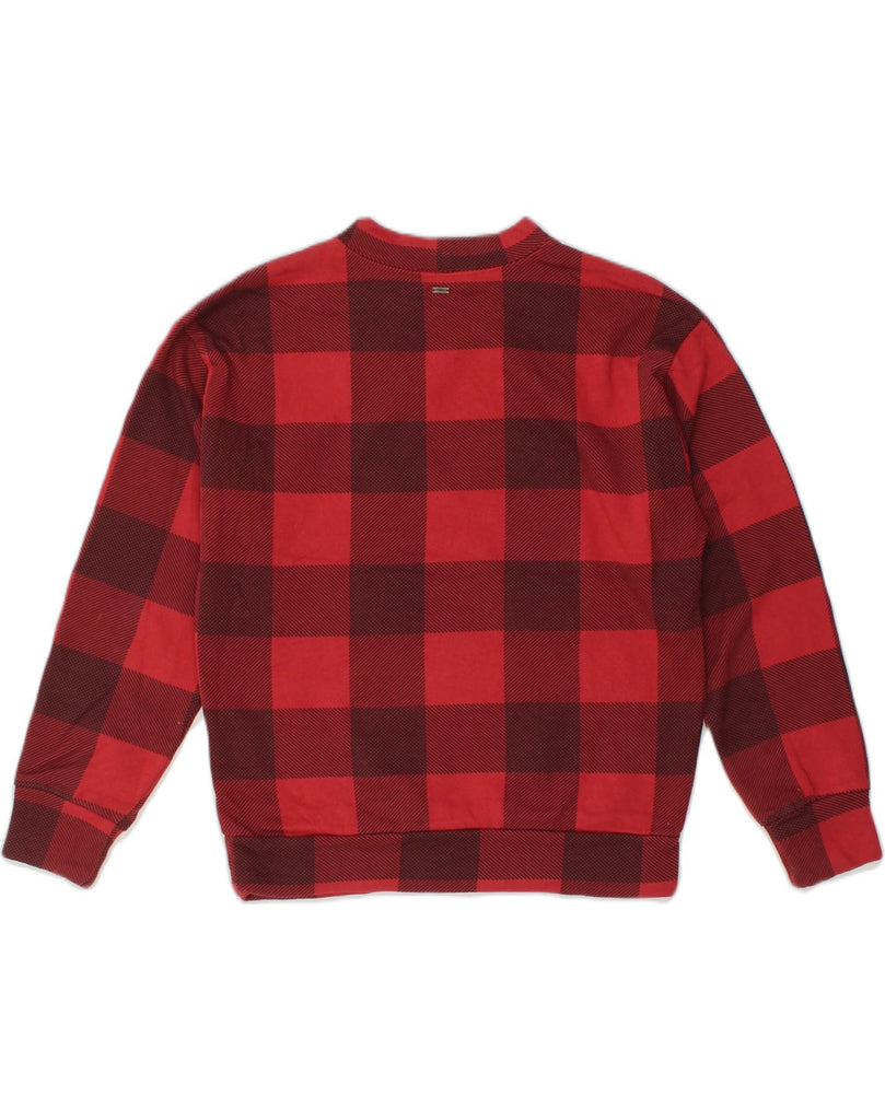 O'NEILL Womens Sweatshirt Jumper UK 14 Medium Red Check Cotton | Vintage O'Neill | Thrift | Second-Hand O'Neill | Used Clothing | Messina Hembry 