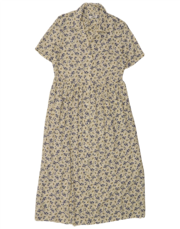 Marks & Spencer Womens Short Sleeve Shirt Dress UK 12 Medium Beige