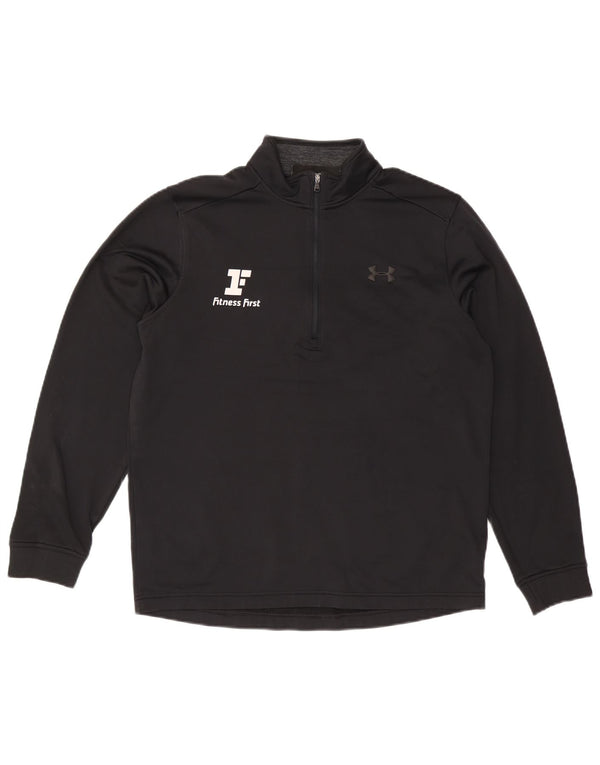 Under Armour Mens Cold Gear Graphic Zip Neck Sweatshirt Jumper Medium Black