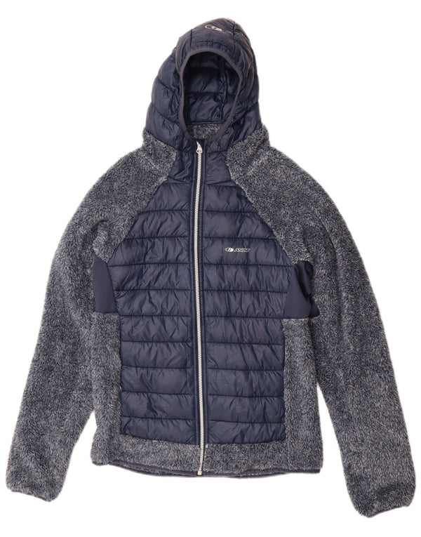 Ande Womens Hooded Padded Fleece Jacket UK 18 XL Navy Blue Polyester