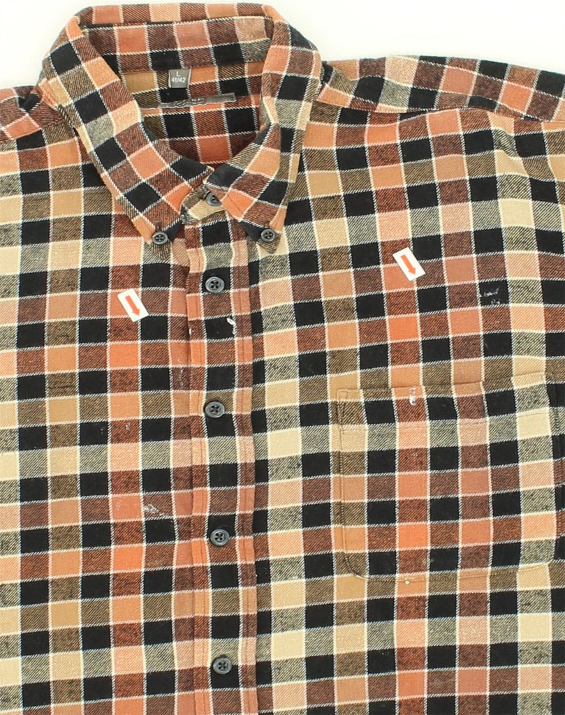 VINTAGE Mens Flannel Shirt Size 41/42 Large Brown Check Cotton | Vintage Vintage | Thrift | Second-Hand Vintage | Used Clothing | Messina Hembry 