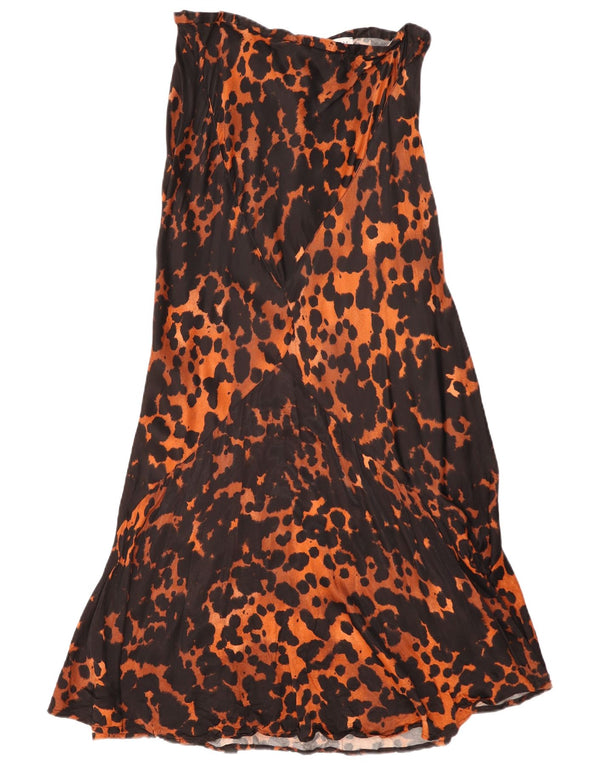 TOPSHOP Womens Fitted Maxi Skirt UK 14 Large W32  Brown Animal Print