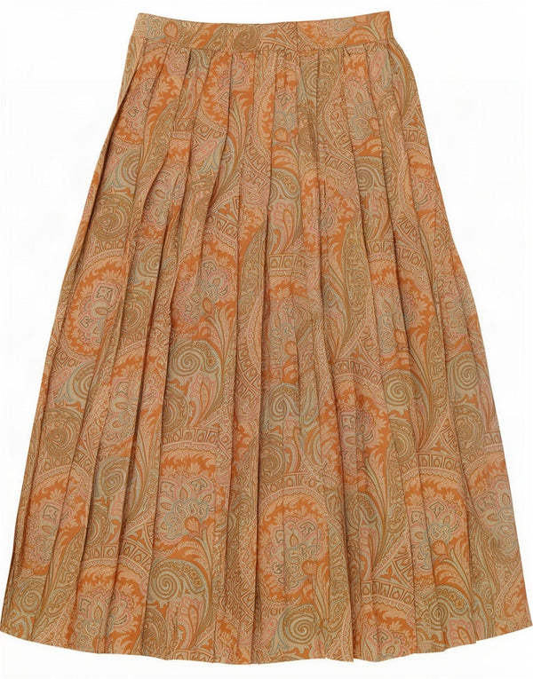 Marella Womens Knife Pleated Skirt UK 16 Large W30 Brown Paisley Wool