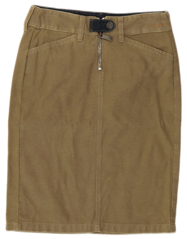 Diesel Womens Pencil Skirt W26 Small Khaki Cotton