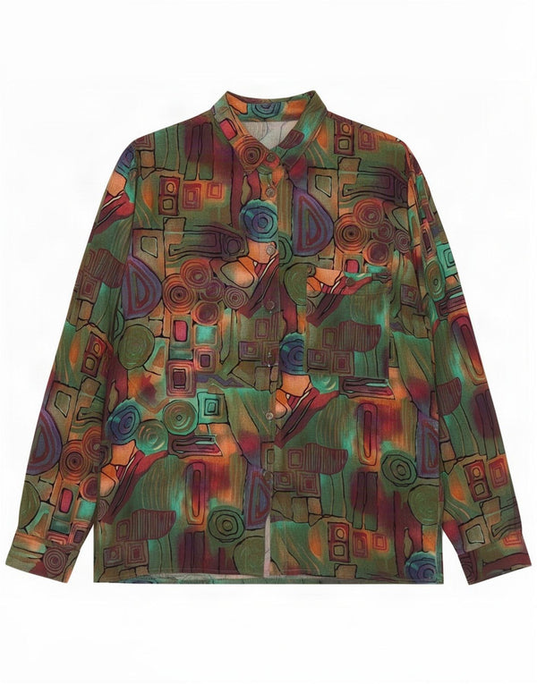 Vintage Womens Shirt IT 18 XL Green Geometric