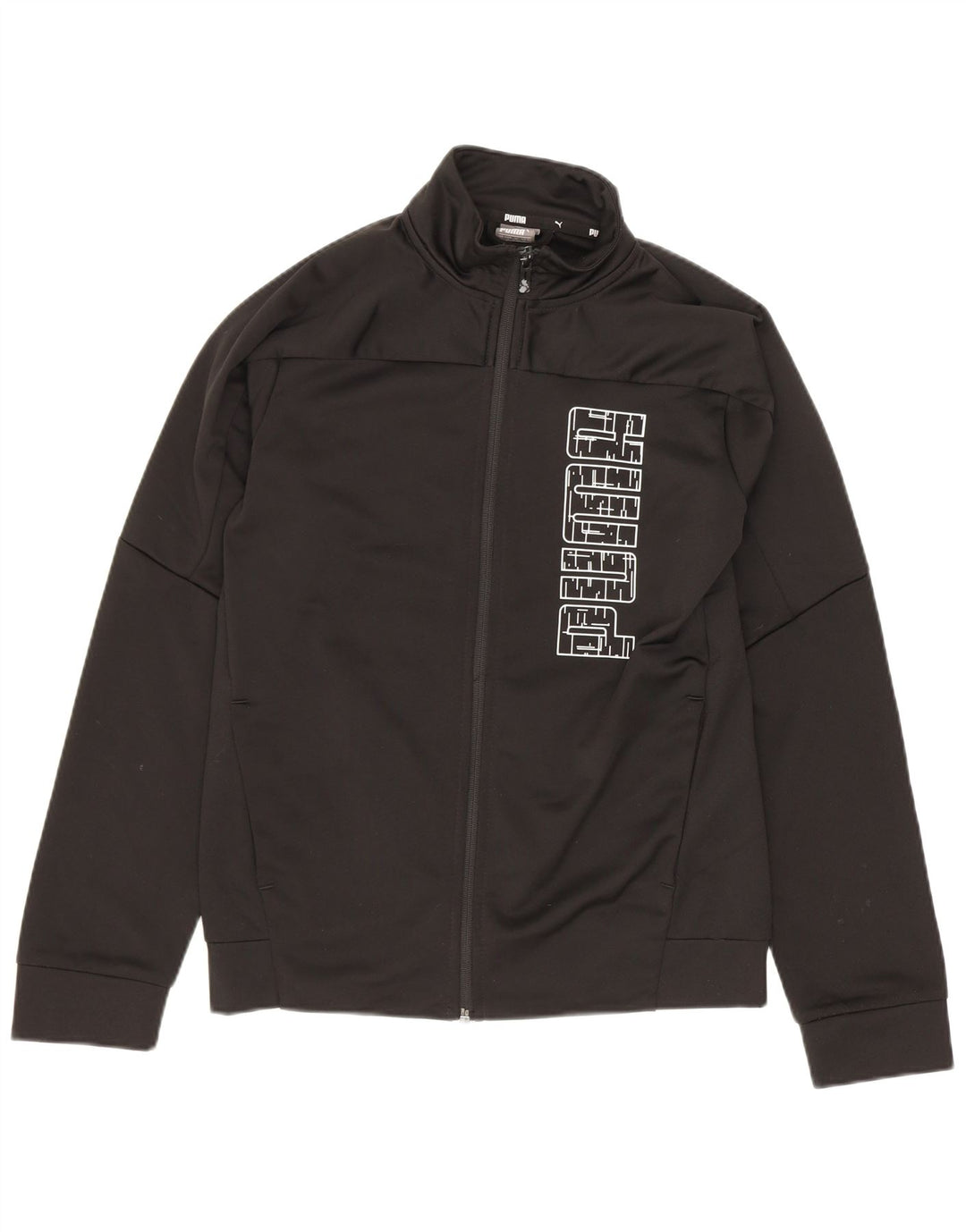 Puma Boys Graphic Tracksuit Top Jacket 11-12 Years Black Polyester