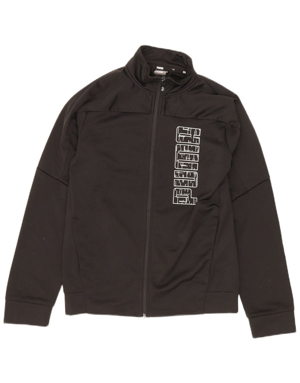 Puma Boys Graphic Tracksuit Top Jacket 11-12 Years Black Polyester
