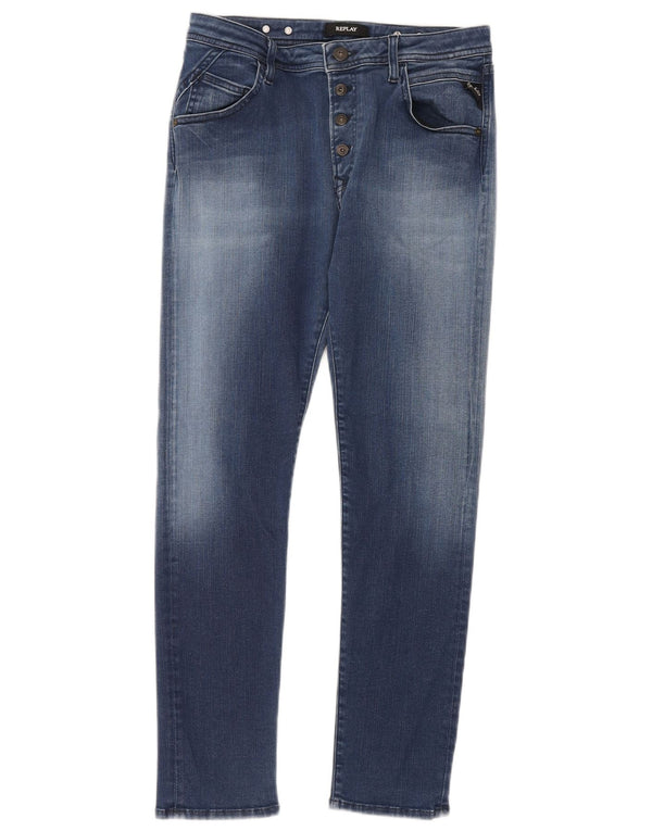 Replay Womens Pilar Slim Jeans W26 L28 Blue Cotton