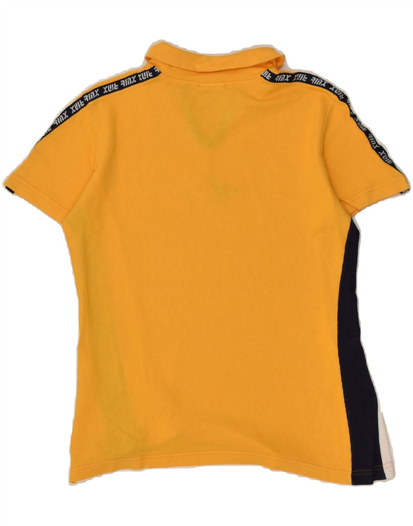 CAMPAGNOLO Womens Polo Shirt IT 44 Medium Yellow Colourblock Cotton | Vintage Campagnolo | Thrift | Second-Hand Campagnolo | Used Clothing | Messina Hembry 