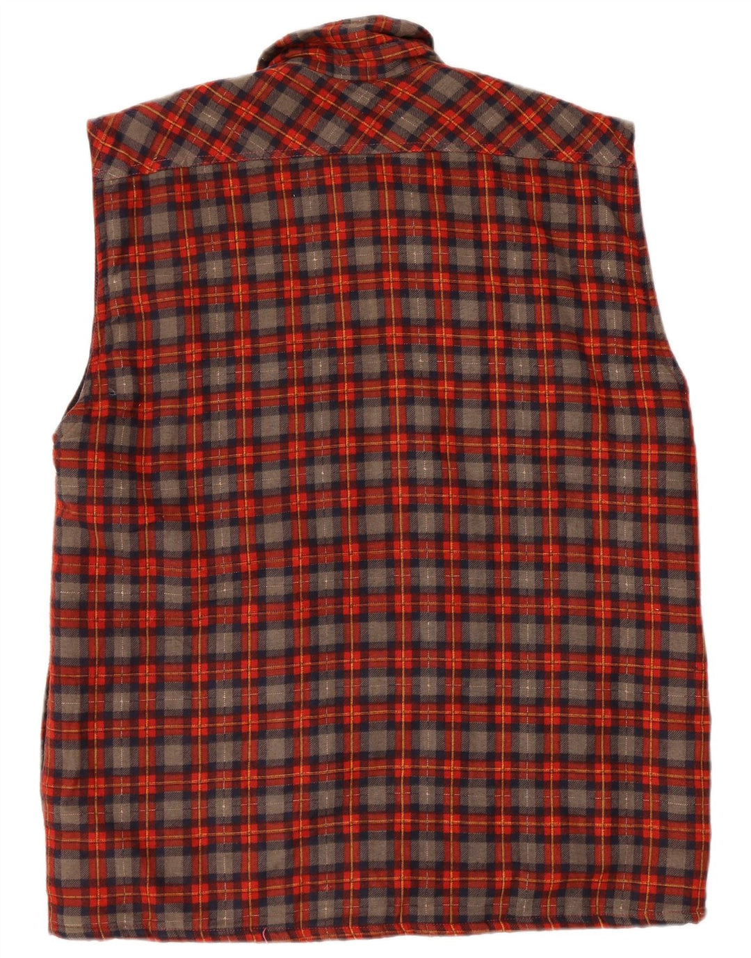 Vintage Mens Sleeveless Flannel Shirt Large Red Check
