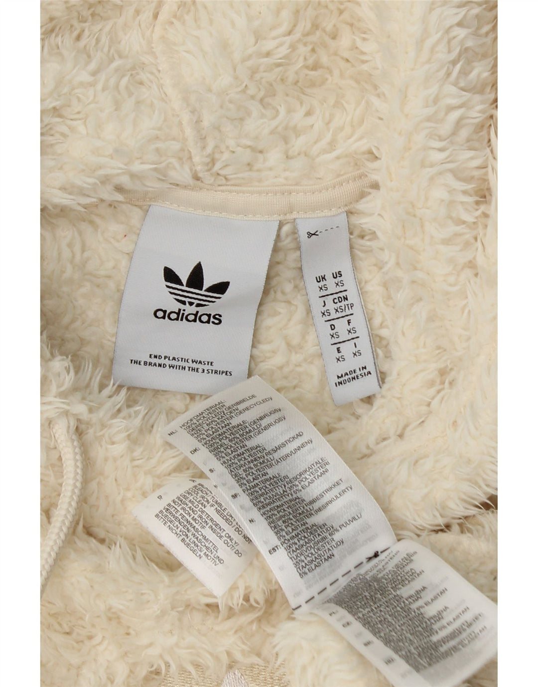 Adidas Mens Hooded Fleece Jumper XS Beige Polyester