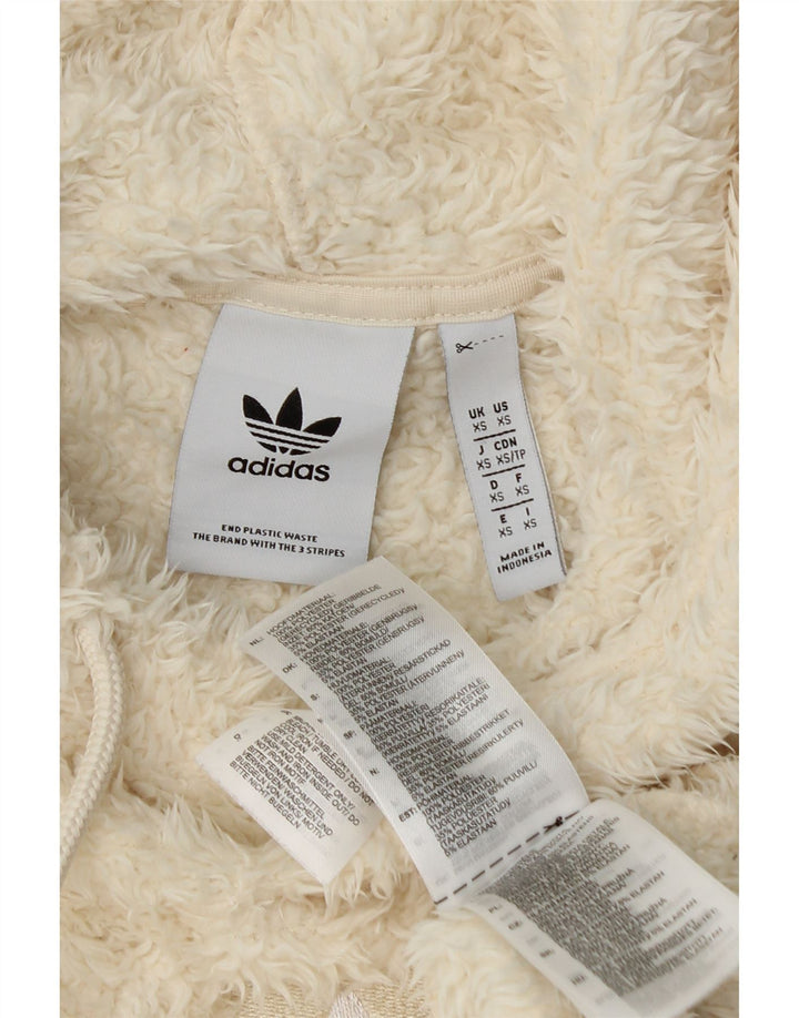 Adidas Mens Hooded Fleece Jumper XS Beige Polyester