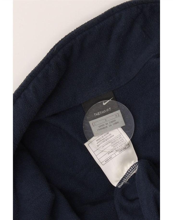 NIKE Mens Therma-Fit Zip Neck Fleece Jumper Large Navy Blue Polyester Vintage Nike and Second-Hand Nike from Messina Hembry 