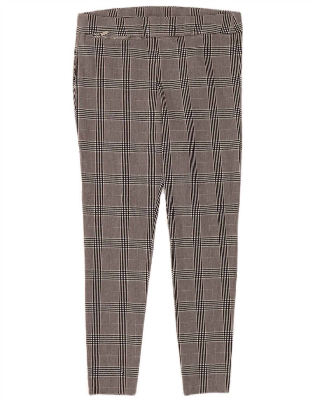 CALVIN KLEIN Womens Slim Casual Trousers Medium W32 L28 Grey Check Viscose