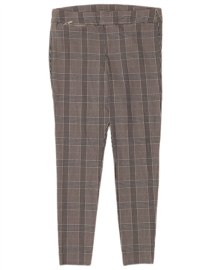 CALVIN KLEIN Womens Slim Casual Trousers Medium W32 L28 Grey Check Viscose